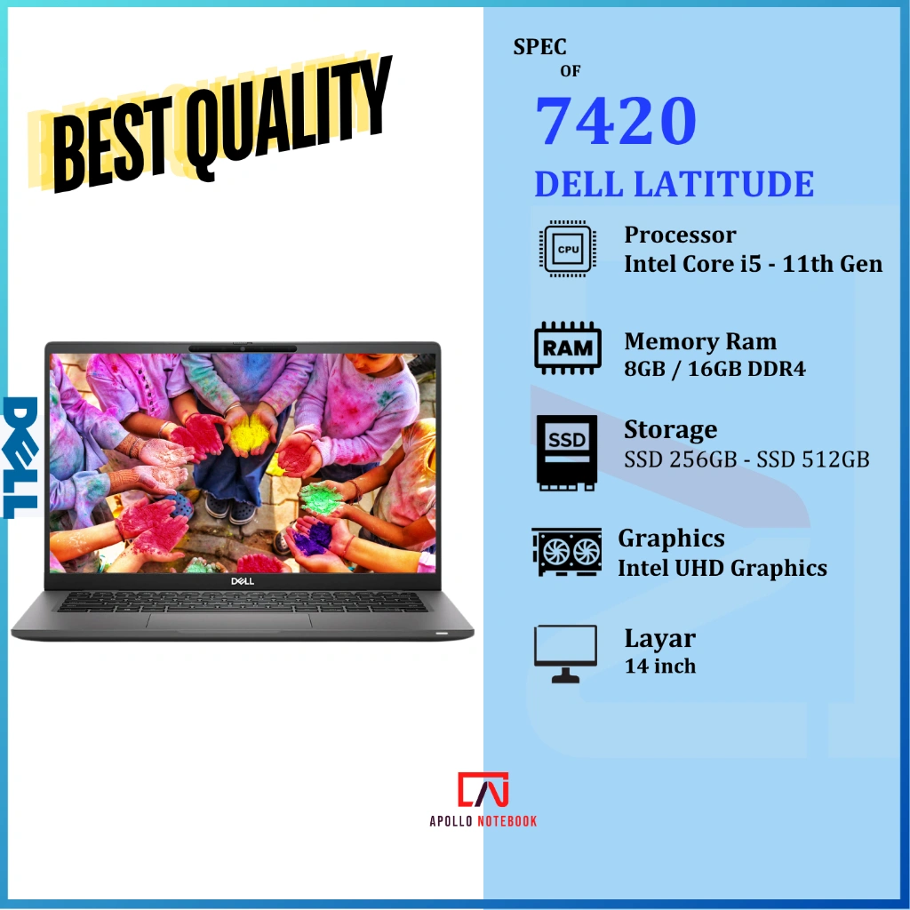 Laptop Dell Latitude 7410 7420 7310 7320 Core i5 / i7 Ram 16GB SSD 512GB - Second Murah Bergaransi