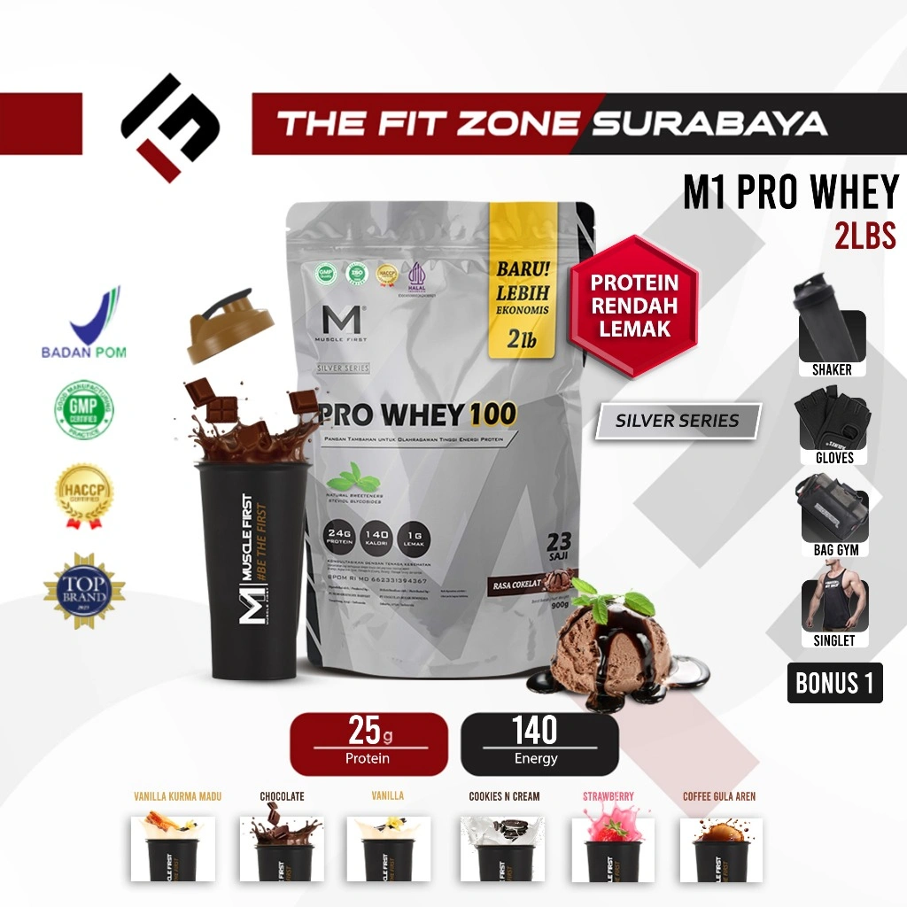 MUSCLE FIRST Pro Whey 100 2 Lbs Suplemen Fitness M1 Pro whey protein