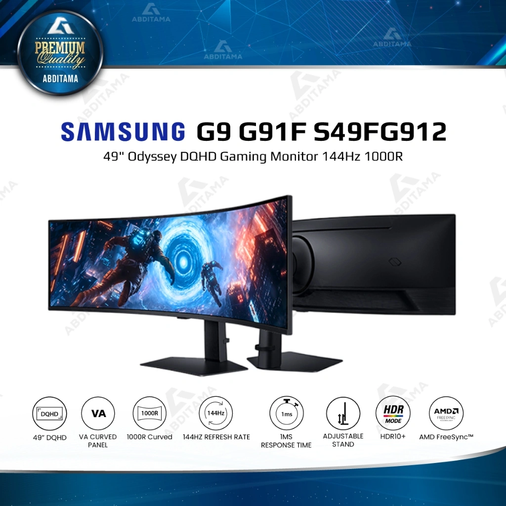 SAMSUNG Odyssey G9 S49FG912 49" Curved 1000R VA DQHD 1440p 144Hz HDMI2.1x2 DP1.4x1 Ergo