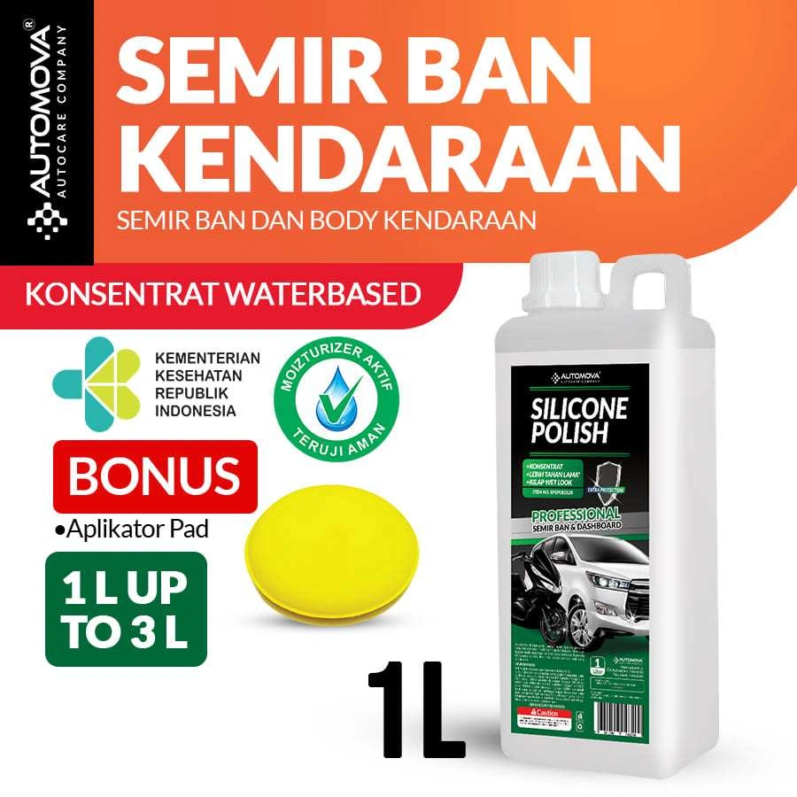 AUTOMOVA - Penghitam Semir Ban Pengkilap Multiguna Bodi Motor & Mobil Cuci Motor Mobil 1 Liter / SP1L - PAD