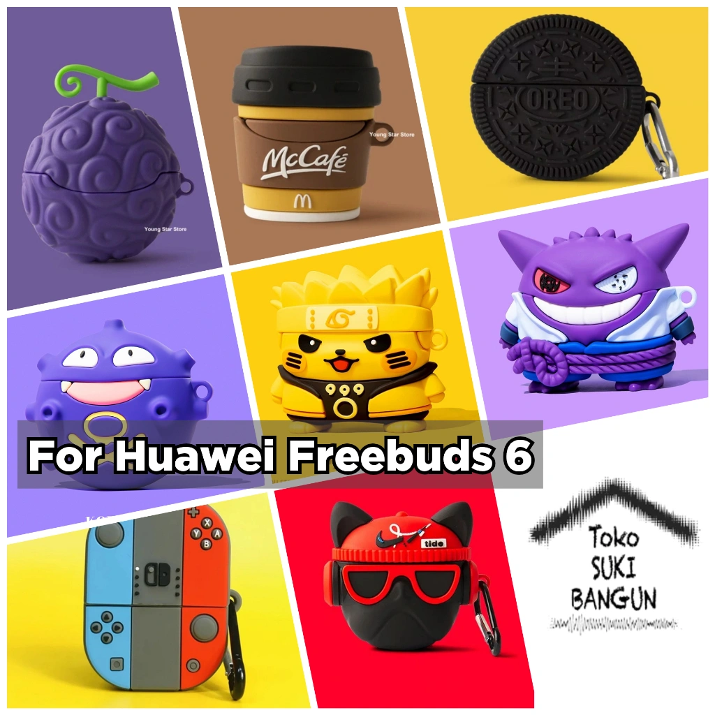 Case Huawei Freebuds 6 CUTE CARTOON Rubber Silicone Casing Cover Pouch Protector