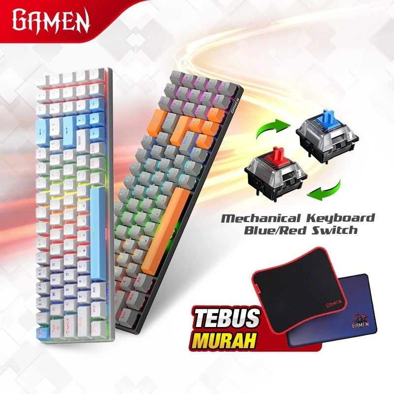 GAMEN Titan Elite Keyboard Gaming Mechanical 78 Keys Ergonomic Design Original - Garansi 1 Tahun