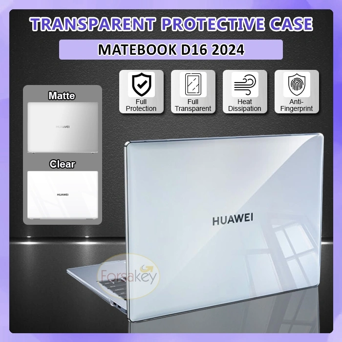 Huawei Matebook Mate Book D16 D 16 2024 Laptop Leptop 16" 16 Inch Inci Crystal Hard Soft Case Casing Cover Sarung Kesing Hardcase Softcase Pelindung Body Matte Bening Transparan ( FRS )