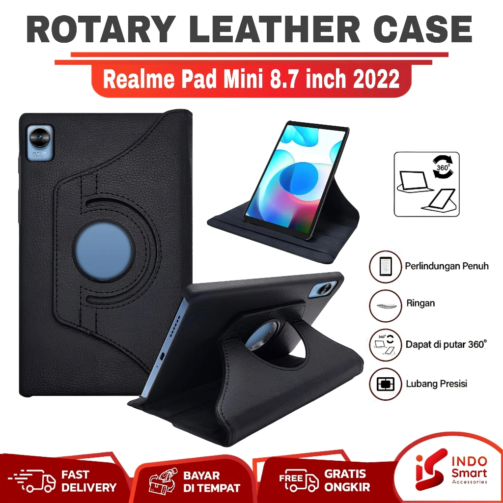 Case Realme Pad Mini - 8.7 inch 2022 Casing Flip Book Cover Rotary Leather Flip Case Standing