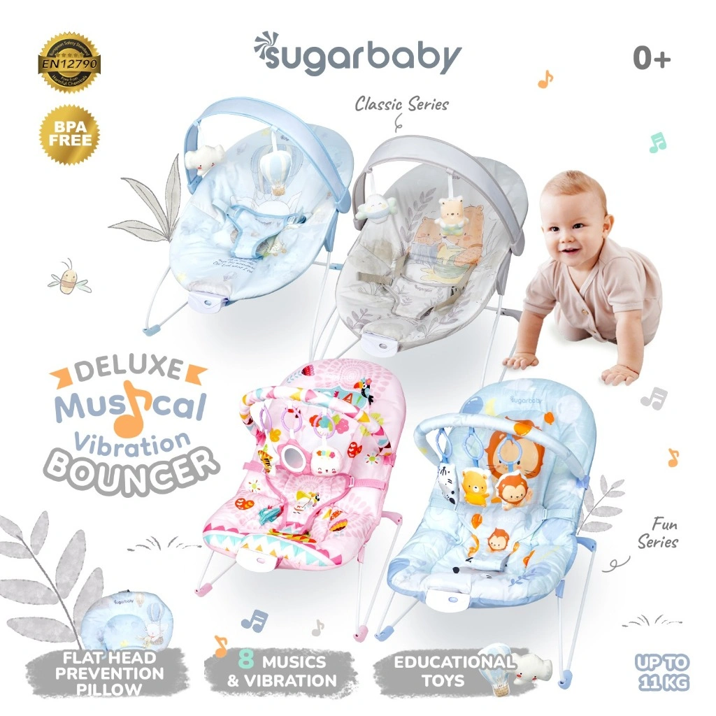 Sugar Baby Bouncer Deluxe Musical Vibration 1 Recline / Dudukan Bayi Sugarbaby