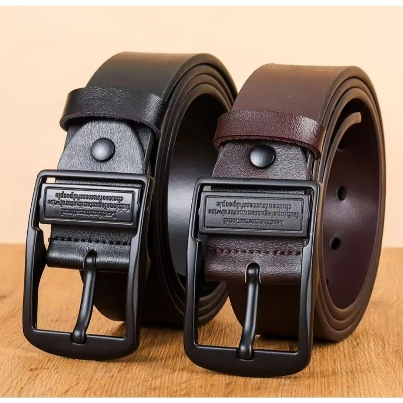 HOT SALE sabuk kulit 2 lapisan Import gesper fashion korea mewah ikat Pinggang kulit pria