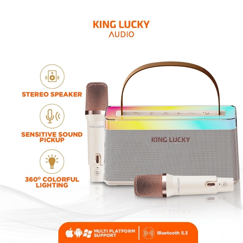 KINGLUCKY C10 Speaker Karaoke Bluetooth Mini Portable 2MIC Karaoke Home Set Lampu RGB 4 Mode Suara