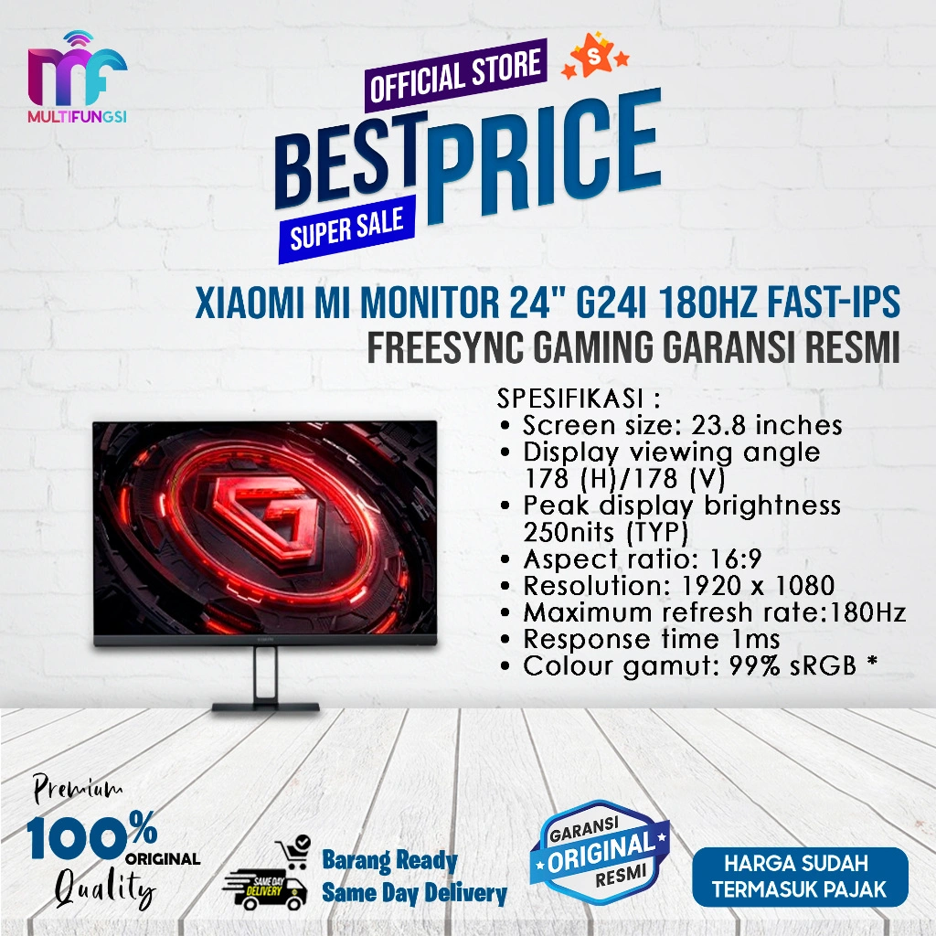 Xiaomi Mi Monitor 24" G24i 180Hz | G24I 2026 200Hz Fast-IPS FreeSync Gaming Garansi Resmi