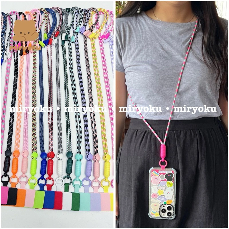 Tali Gantungan Hp Lebar Tali Lanyard Strap Hp Tali Gantungan Leher Tali Gepeng Panjang Universal Murah