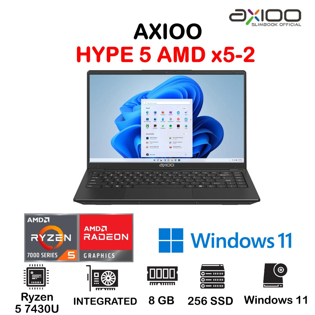 LAPTOP AXIOO HYPE 5 AMD Ryzen 5 7430U 8GB 256GB Windows 11