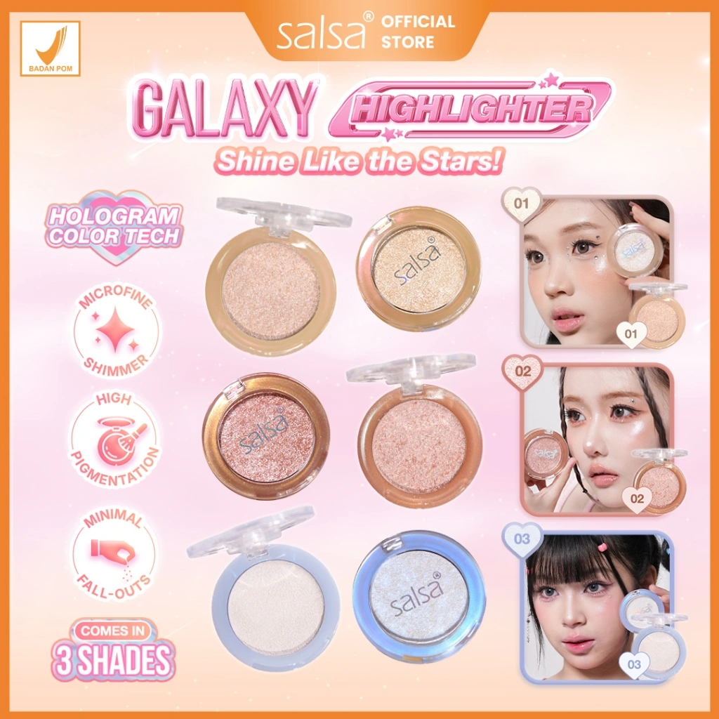 SALSA Galaxy Highlighter – Highlighter | Make Up Douyin Korea | MakeUp | Shimmer | Perona Kilau | High Pigmented | Eyeshadows