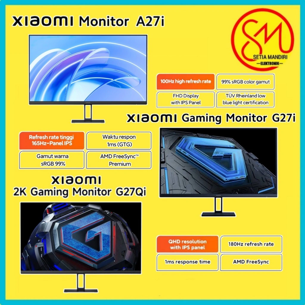 XIAOMI Mi Monitor 27" A27i G27i G27Qi IPS 100Hz FHD HDMI 6Ms 1080p Garansi Resmi