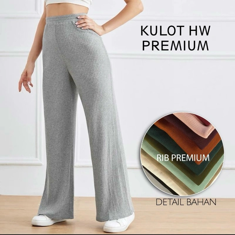 Celana kulot wanita // Kulot Knit Highwaist