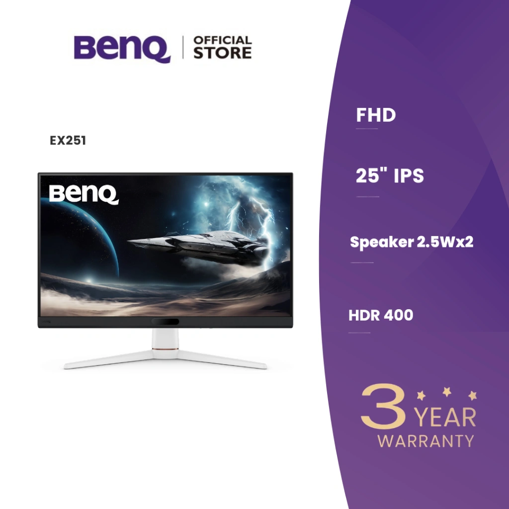BenQ MOBIUZ EX251 25” FHD 220Hz 1ms GTG DP 1.2 HDMI 2.0 USB Hub Gaming Monitor 99% sRGB AMD Freesync AI Game Color Mode Game Color Database 2.5W Built-in Speakers