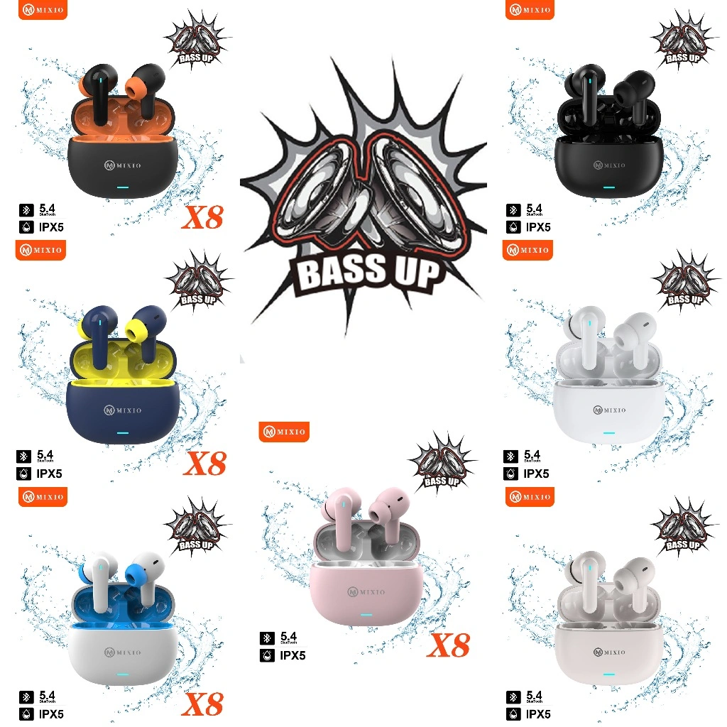 MIXIO X8 TWS SUPER BASS WIRELESS BLUETOOTH EARPHONE TWS MINI EARBUDS 5.4