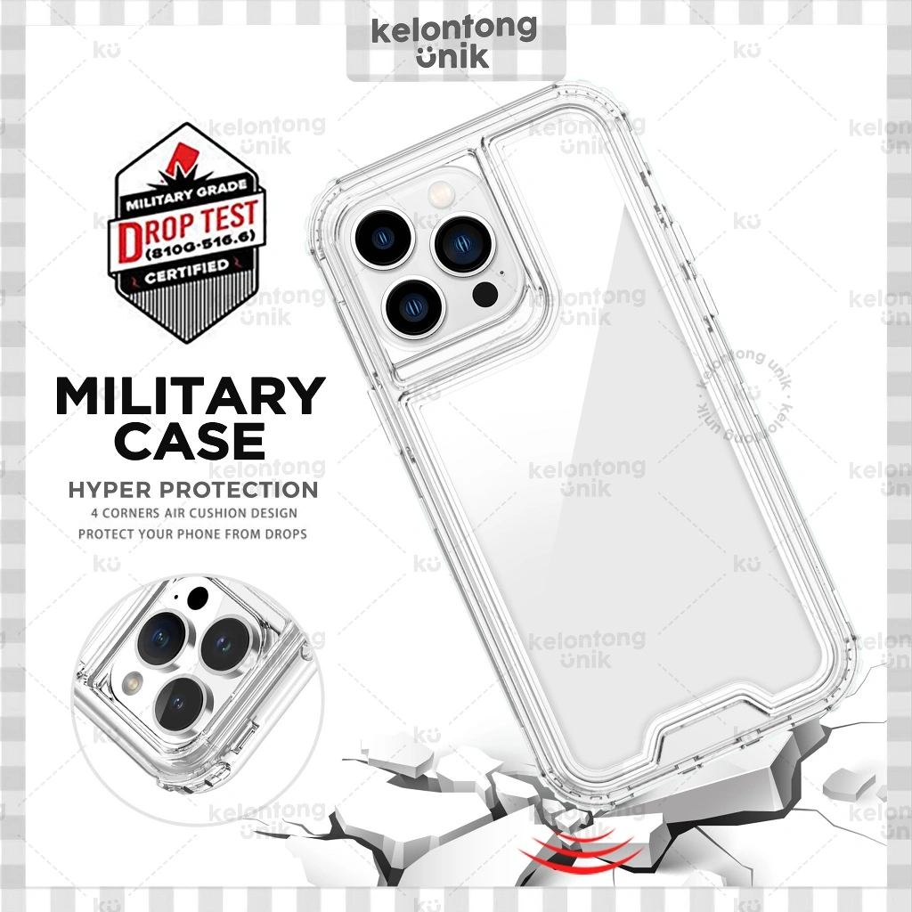 KELONTONG UNIK | 3 in 1 Hyper Protection Military Grade Case - Softcase/ Casing HP for iPhone X XS XR XSMAX 11 12 13 14 15 16 17 MINI PRO PROMAX PLUS ,CIOM