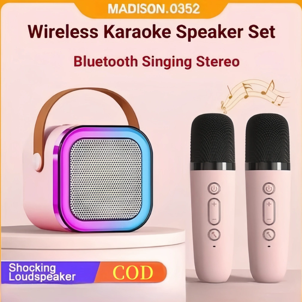 K12 Speaker Bluetooth With 2 Mic Mini Lespeaker Portable Karaoke Speaker With LED Light 3D Hifi Full Bass Stereo Bluetooth