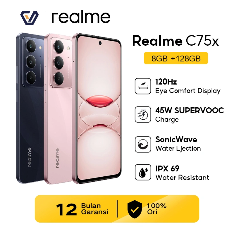 Official Realme C75x 8+128GB | IP68/69 Anti debu & Air | Military Grade shock resistance  | 45W Fast Charging