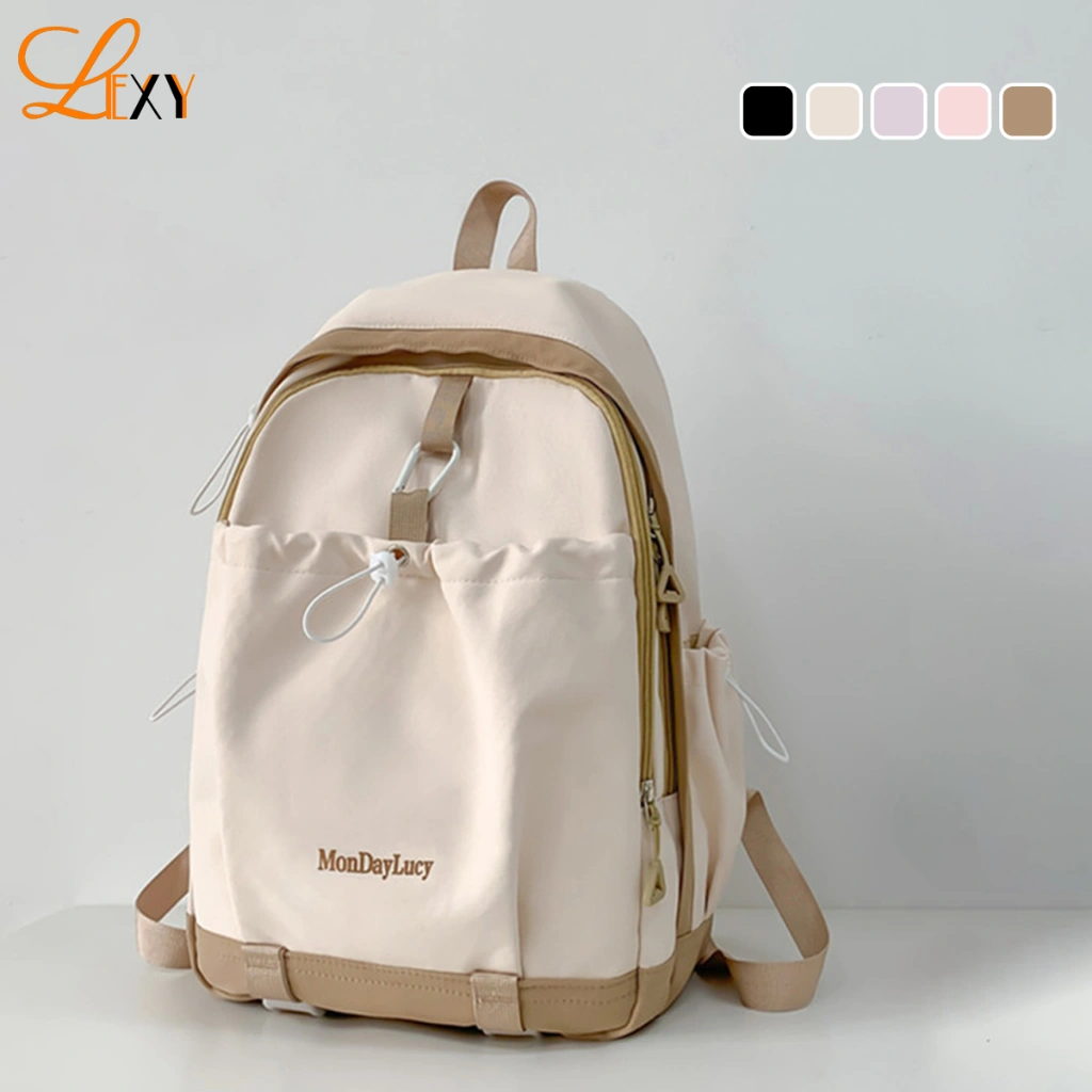 LEXY Tas Sekolah Korean Style Tas Ransel Kuliah Wanita Waterproof Tas Ransel Laptop 14 inch Backpack