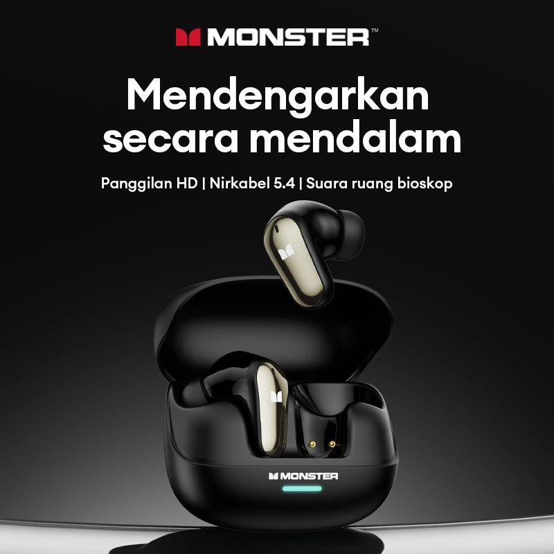 Monster MQT52 TWS Earphone Bluetooth 5.4 Gaming AI Intelligent Noise Reduction 0.08s Low Delay Headset