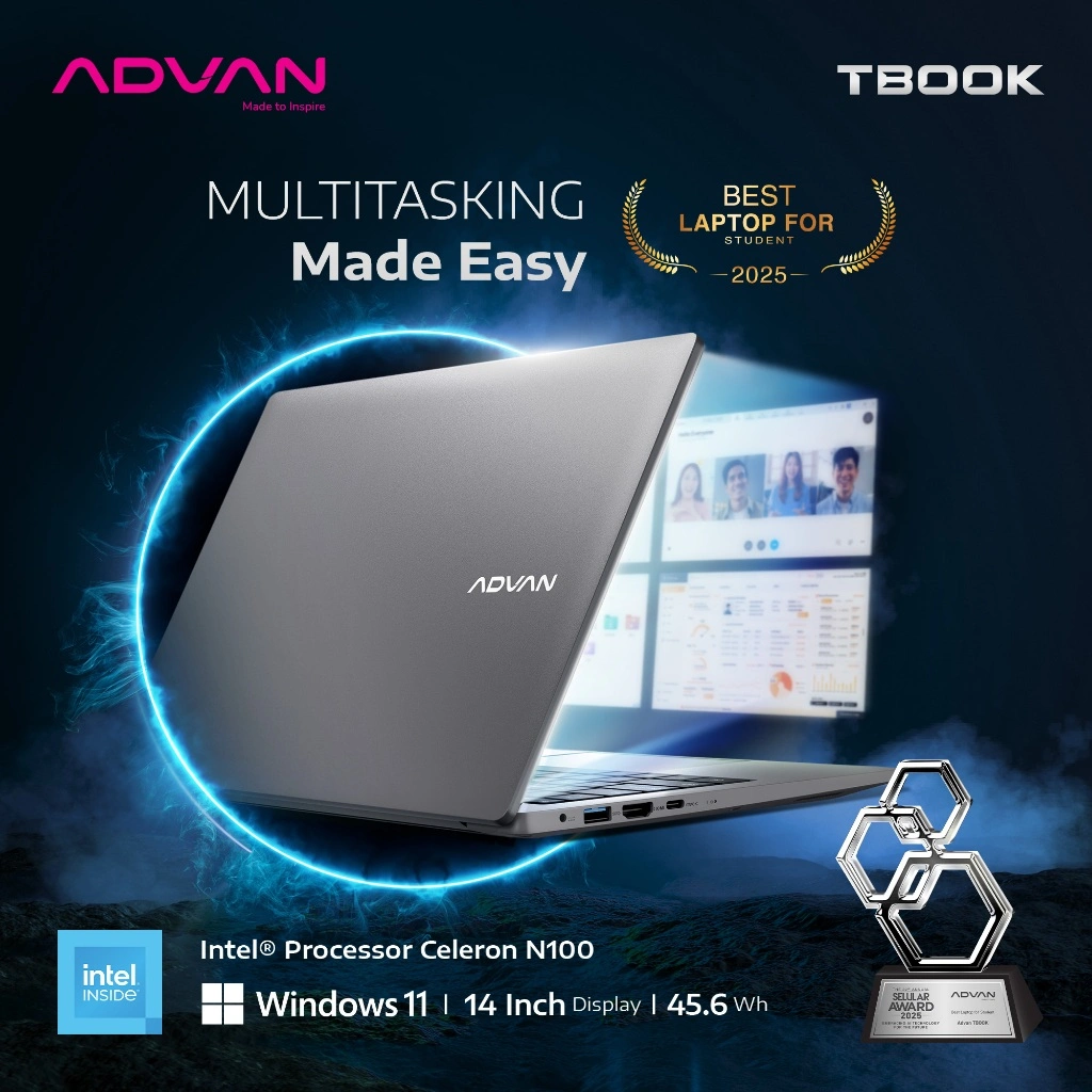 [TURUN HARGA] Laptop ADVAN TBook Celeron N100 Intel N100 4Gb/128GB (Upgradabe) 14" HD Free Windows 11 Garansi Resmi 1 Tahun