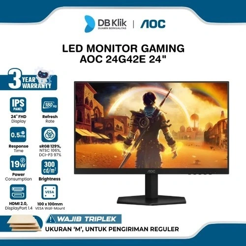 AOC LED Monitor Gaming 24G42E 24" IPS FHD 180Hz 0.5ms Adaptive Sync HDR10 HDMI DP