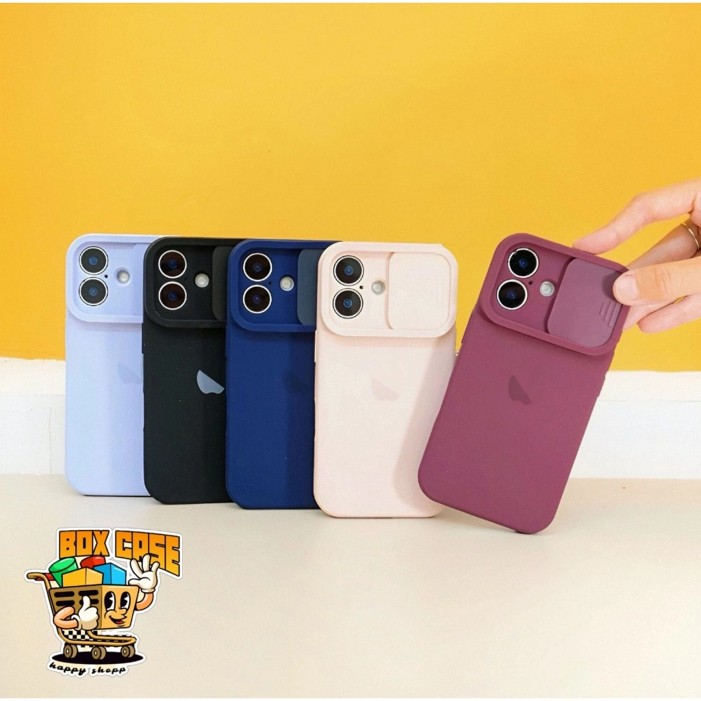 (+Packing Box) Bludru Premium Window Slide Camera Case - Softcase/ Casing Hp Compatible For Iphone 7 7plus 8 X Xr 11 12 13 Plus Pro Max Casing Tutup Kamera Full Cover Pelindung Handphone MN543