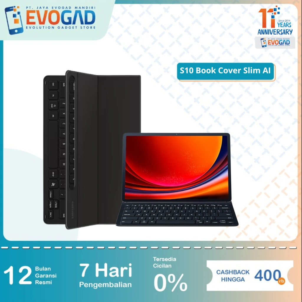 Samsung Tab Bookcover Keyboard S9 Ultra, S9, S9 FE, S10, S10+ 5G Cover Keyboard & Slim Keyboard | Garansi Resmi SEIN 1 Tahun