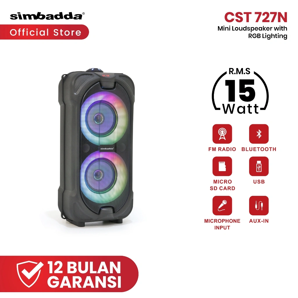 Simbadda CST 727N Mini Loudspeaker Portable Bluetooth RGB Lighting