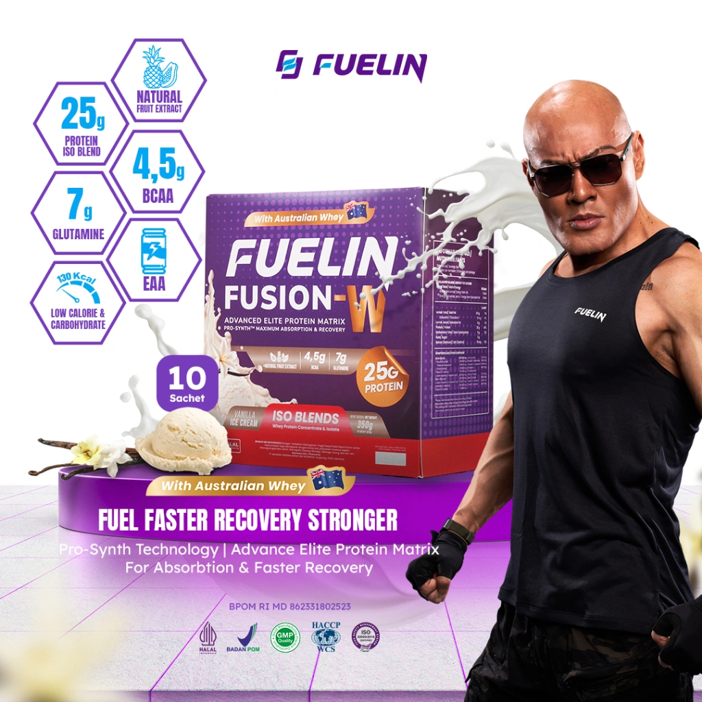 FUELIN - Fusion W ISO BLENDS ( Whey Protein & Isolate ) Susu Protein with Smart Formula untuk Performa & Recovery maksimal 10 Sachet x 35gr