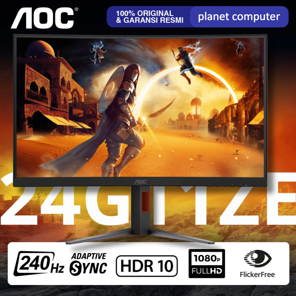 AOC 24G11ZE 24" Fast IPS 1080p RR 200Hz OC 240Hz Garansi Resmi Original