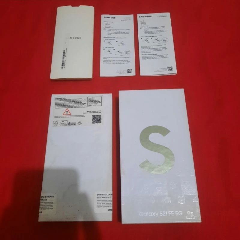 dus box samsung galaxy s21 fe original 100% copotan lengkap manual book warna olive