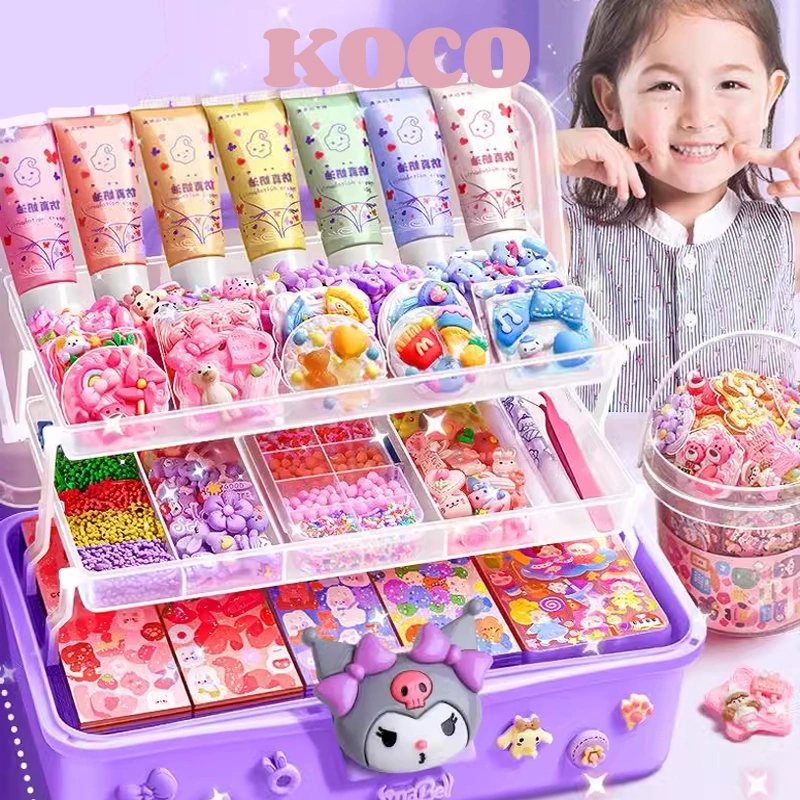 KOCO DIY Keychain Set Kotak Stiker Cream Kartun Mainan Merangsang Kreativitas Anak-anak