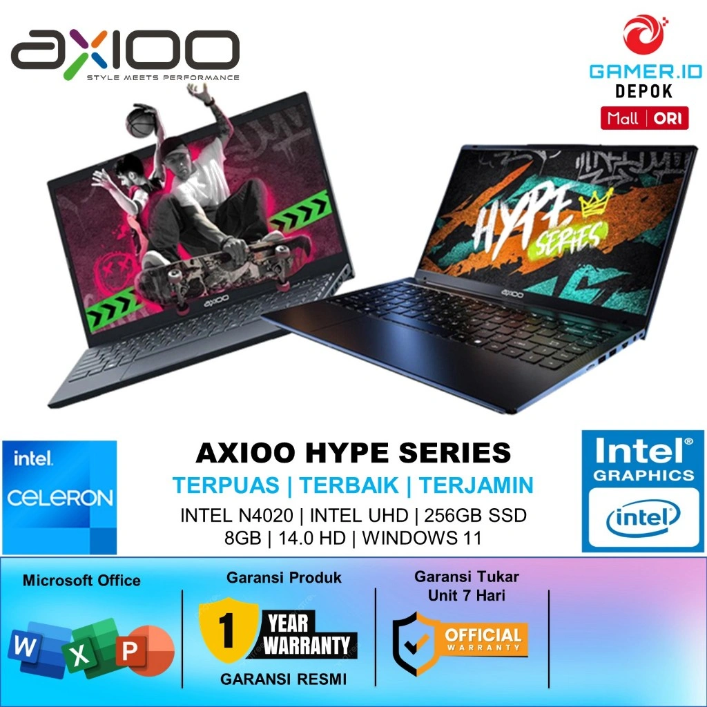 LAPTOP AXIOO HYPE SERIES - INTEL N4020 8GB RAM 256GB SSD WINDOWS 11