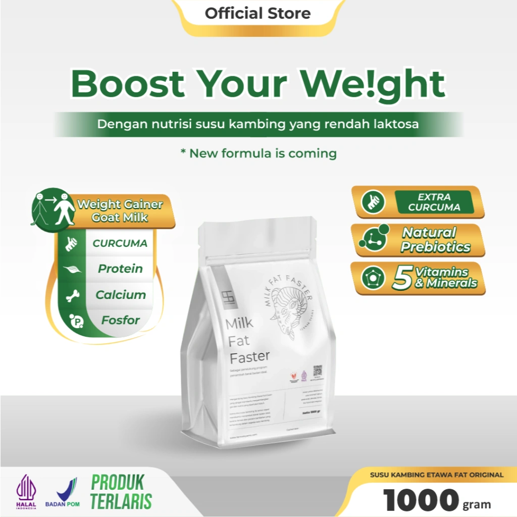 Wegen -  Ternak Syams Susu Penambah Berat Badan Rasa Original 1KG ideal kenaikan tinggi nutrisi gizi protein kalori rendah gula kolestrol suplement weight gain booster rendah laktosa gym fitnes masa otot alami natural whey curcum