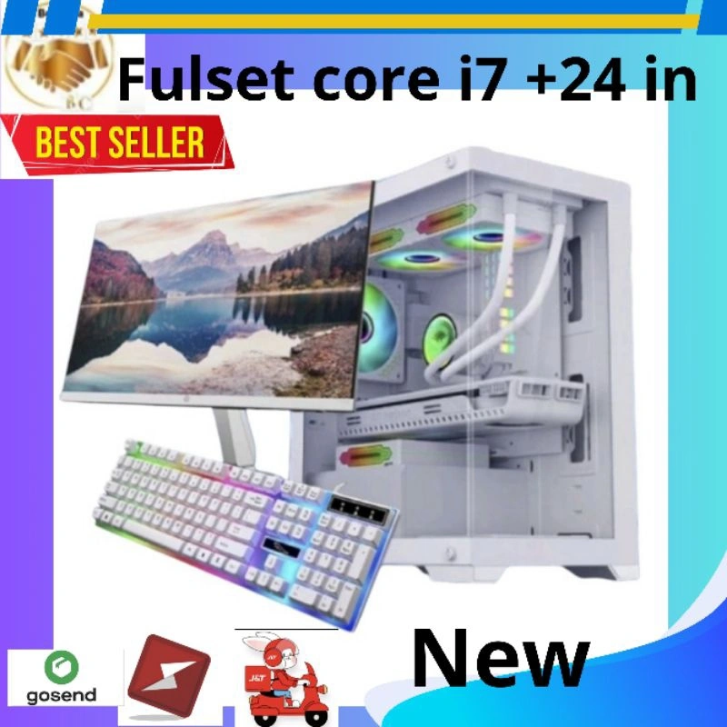 PC gaming core i7 Ram 16 gb SSD 256 GB monitor 24/19 in key mouse full set