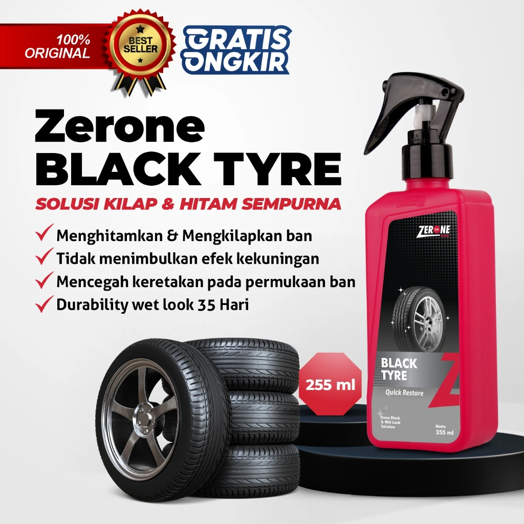 Zerone Black Tyre Semir Ban Mobil dan Motor Tahan Lama 255 ml