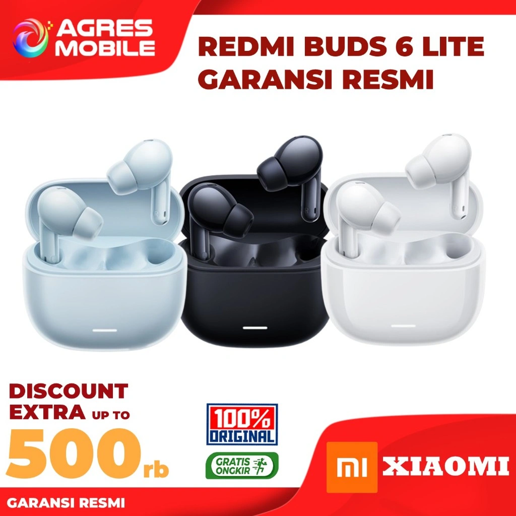 XIAOMI Redmi Buds 6 Lite | Baterai hingga 38 Jam | 42db Hybrid ANC | AI Noise Cancellation
