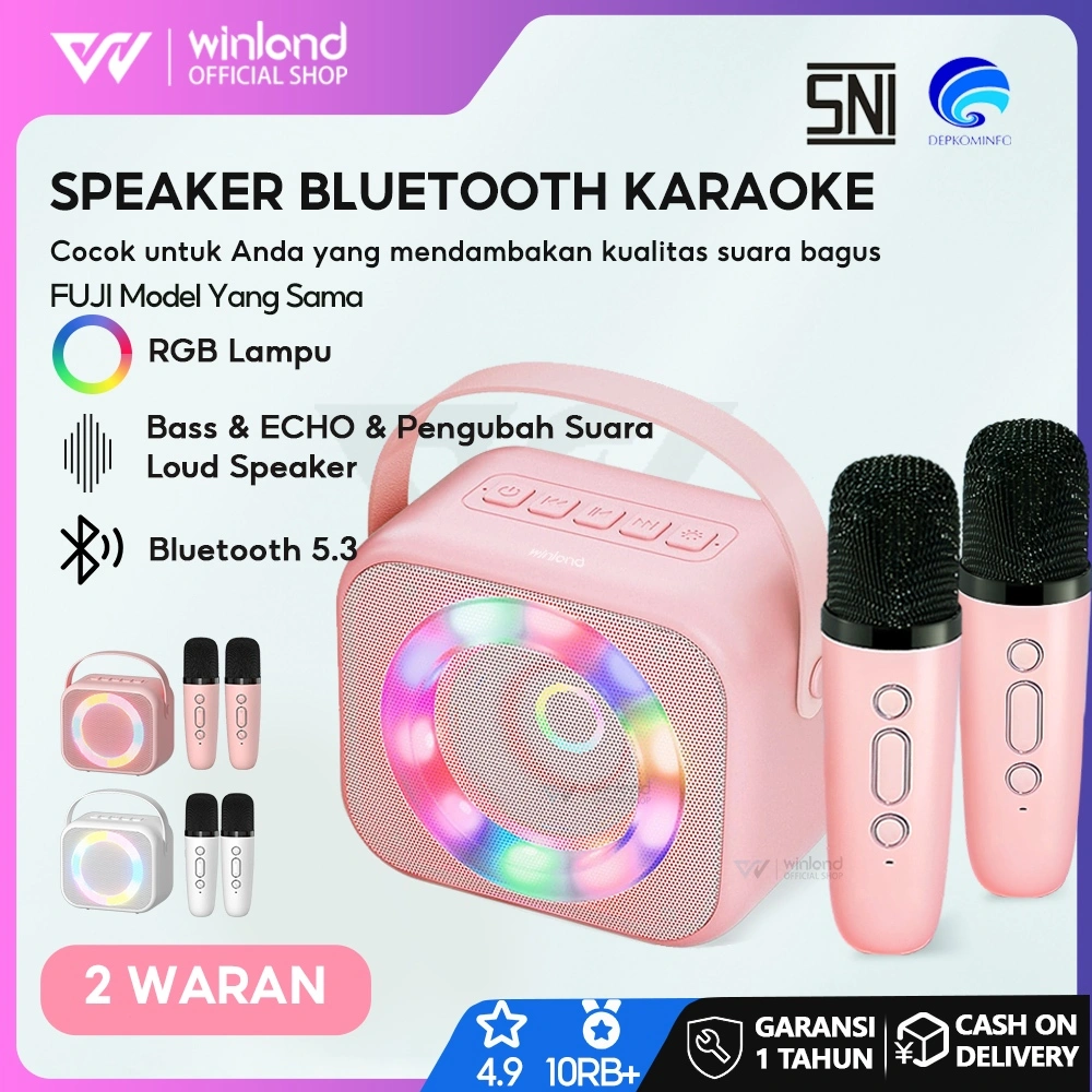 Winland Speaker Bluetooth Karaoke 2Mic Mini Bluetooth Portabel super bass Keluarga  Karaoke  Full bass LS-S117(SNI)