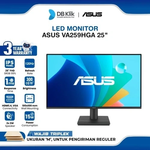 ASUS LED Monitor VA259HGA 25" IPS FHD 120Hz 1ms Adaptive Sync Built in Speaker HDMI VGA