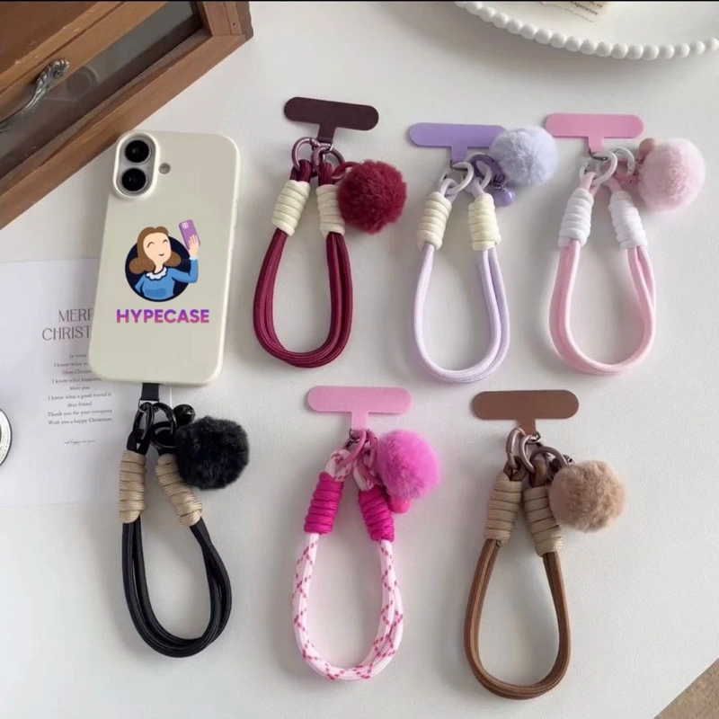 Tali HP Lanyard Universal / Phone Strap HP Bisa Cross-Tangan Motif Pompom Gantungan case Handphone