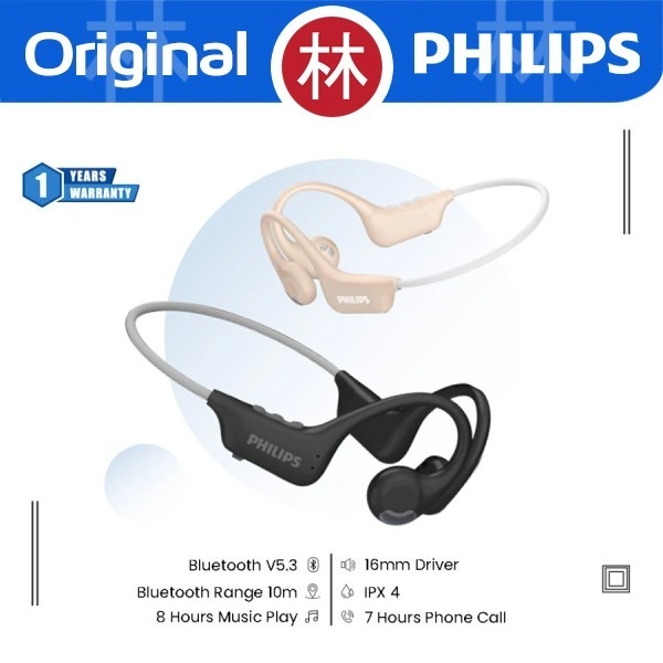 Philips TAA1708 Open Ear True Wireless Bone Conduction TWS Stereo Bluetooth Earphone BT5.3 IPX4 8 Jam