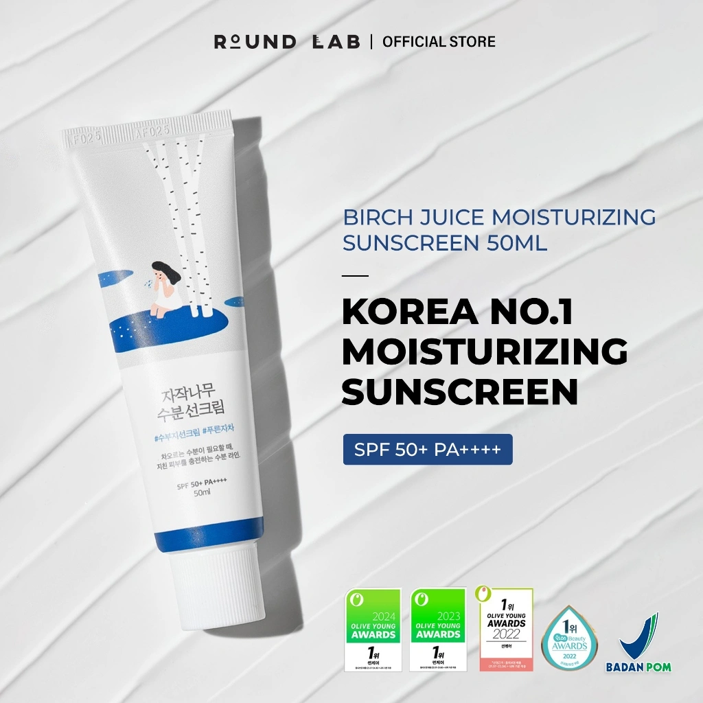 [MUST HAVE] Round Lab Birch Juice Moisturizing Sunscreen SPF 50+ PA++++ - 50ml | Sun screen Korea Water-based Tabir Surya Melembapkan Sunblock Made In Korea