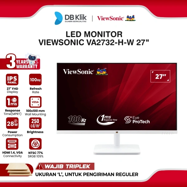 VIEWSONIC LED Monitor VA2732-H-W 27" IPS FHD 100Hz 1ms HDMI VGA