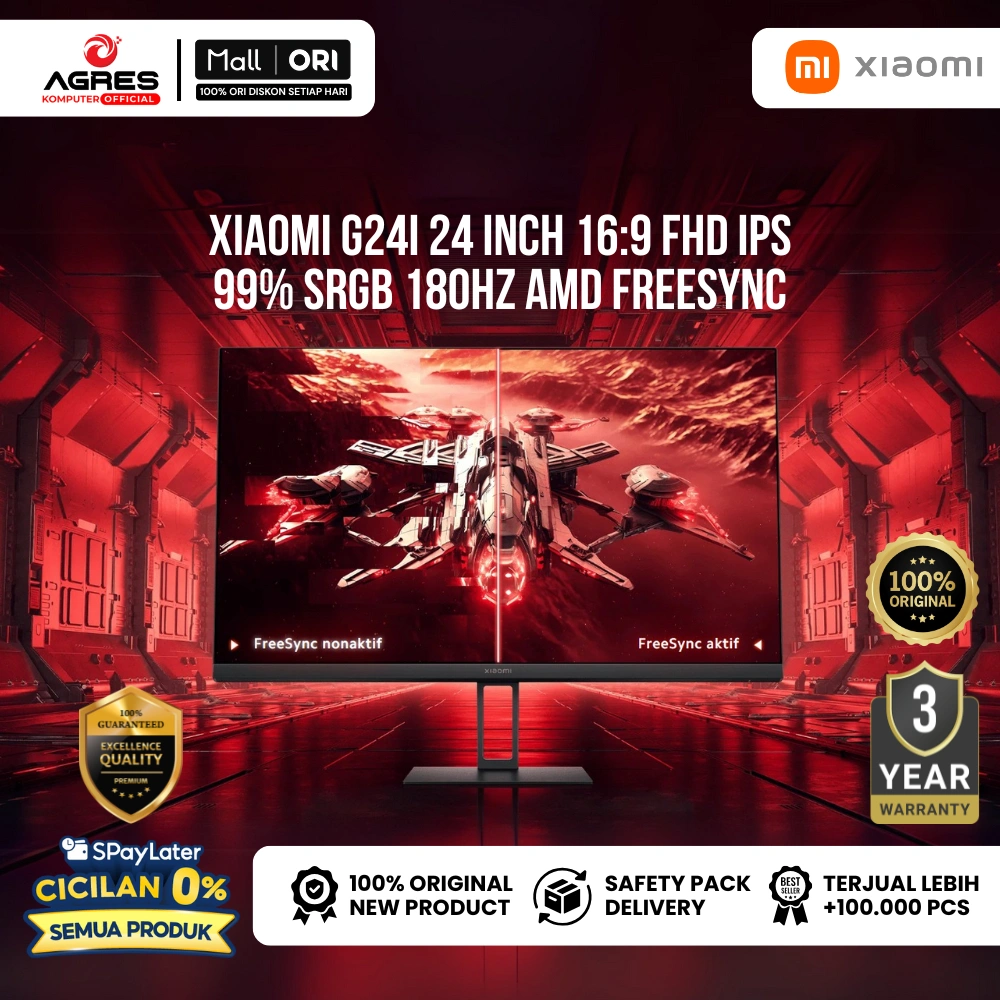 XIAOMI GAMING MONITOR 24 INCH G24I IPS FHD 1080P 1MS 180HZ HDR DELTA E2 3Y
