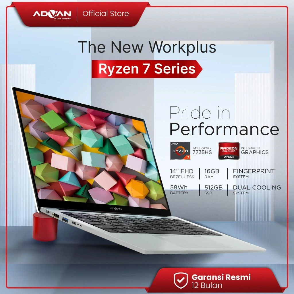 ADVAN Workplus AMD Ryzen 7 7735HS RAM16GB SSD2TB 14'' IPS Windows 11