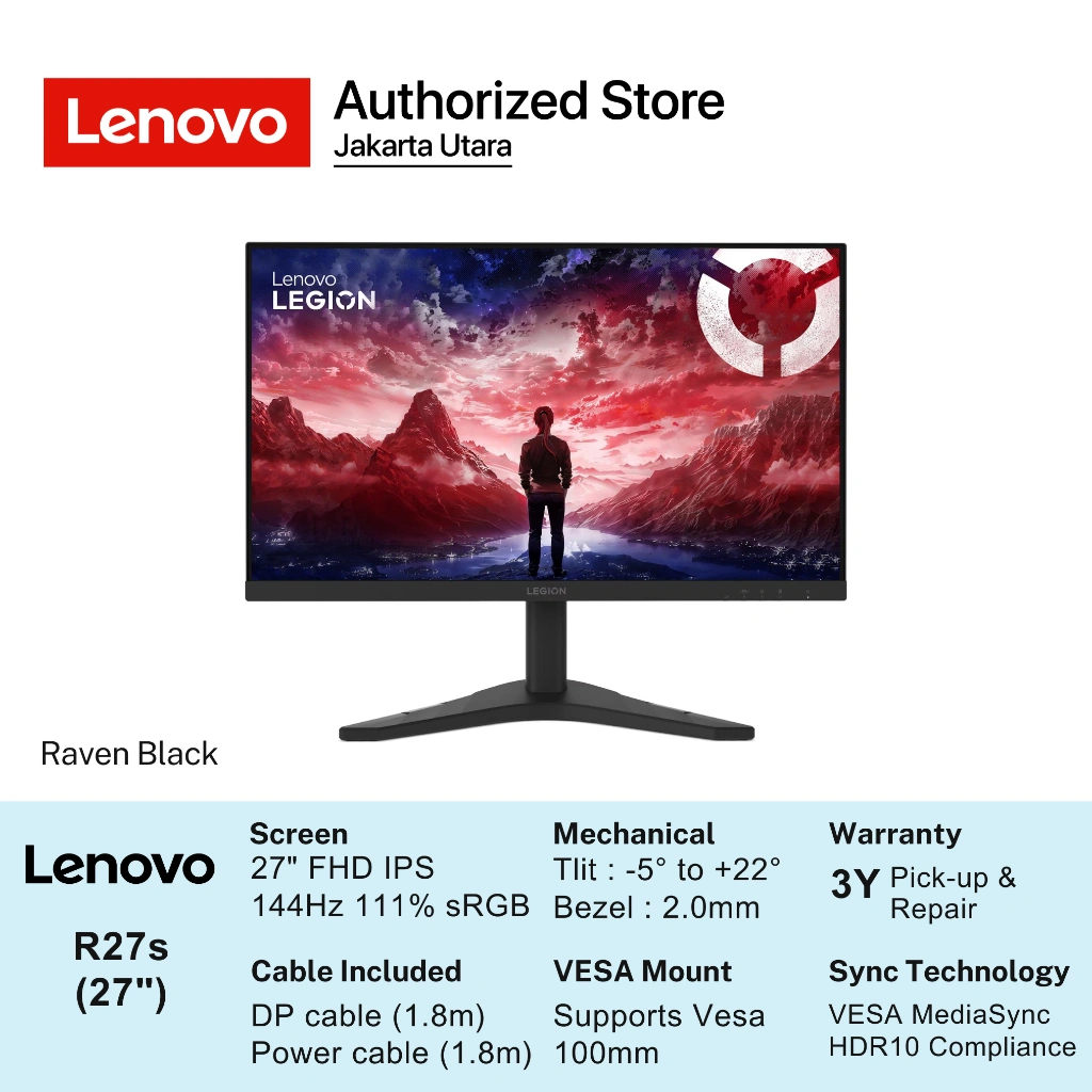 Monitor Lenovo Legion R27s 27" FHD IPS 144Hz 111% sRGB
