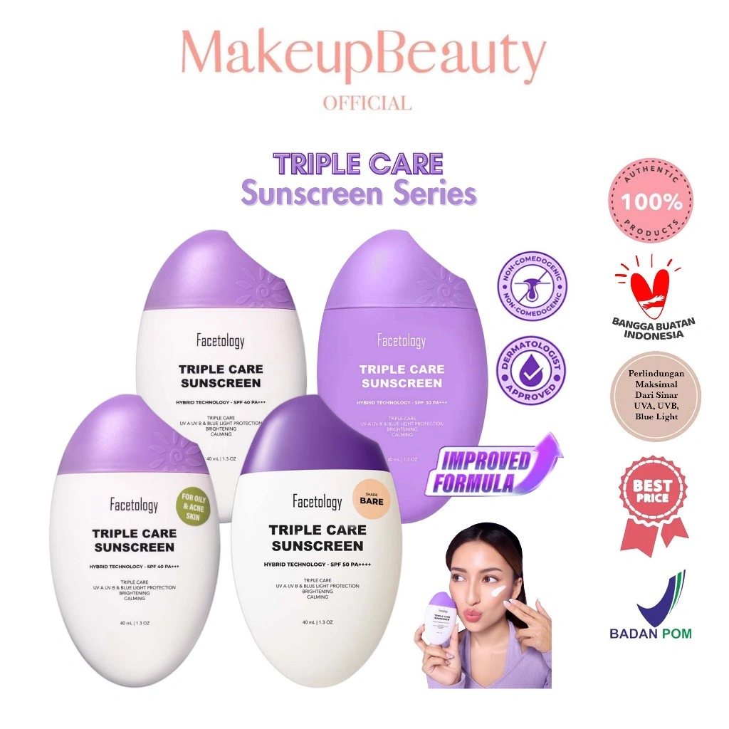 FACETOLOGY TripleCare Sunscreen NORMAL / OILY SPF40  / TINTED SPF50 PA+++