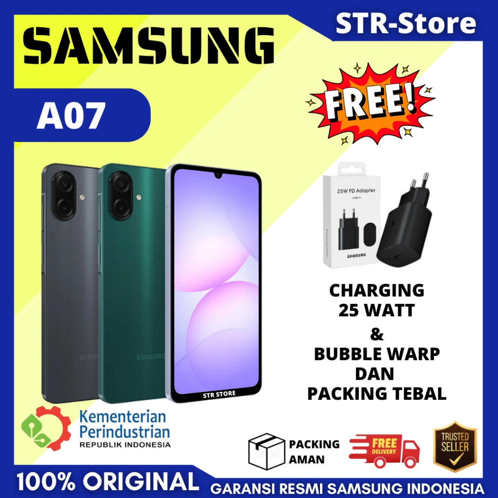 SAMSUNG A07 6/128 GB A 07 4/128 GB SMARTPHONE GARANSI RESMI SAMSUNG TERBARU A07 4G 4/64 GB - SAMSUNG A07