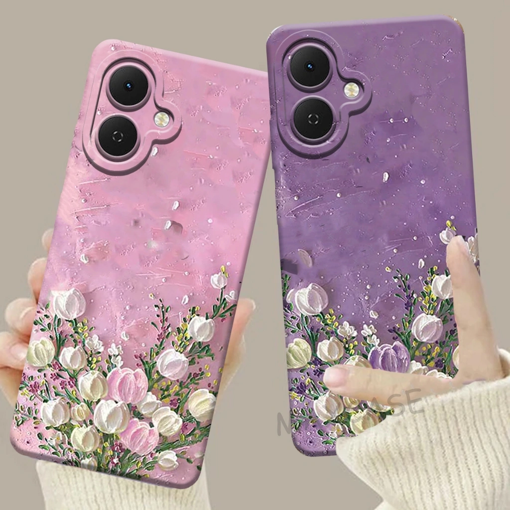 #M0P Softcase Hp Samsung A07 Terbaru 2025 Motif Bunga Tulip - Case Hp Murah - Case Hp Cantik - Case Hp Kekinian - Silikon Hp Protect camera